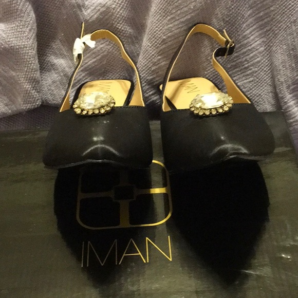 IMAN,8W,BLACK SATIN Heels,3”,NWT,NIB,Never worn SLINGBACK - Picture 9 of 10